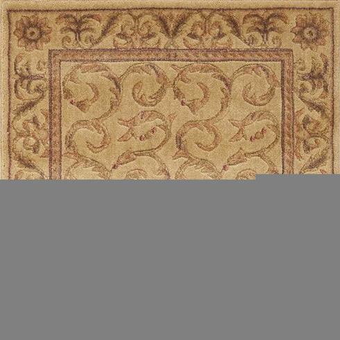 8' Ivory And Gold Floral Non Skid Runner Rug