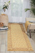 8' Ivory And Gold Floral Non Skid Runner Rug