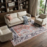 8' X 10' Black and Red Floral Distressed Non Skid Area Rug