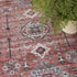 8' X 10' Black and Red Floral Distressed Non Skid Area Rug