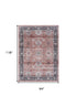 8' X 10' Black and Red Floral Distressed Non Skid Area Rug