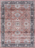 8' X 10' Black and Red Floral Distressed Non Skid Area Rug