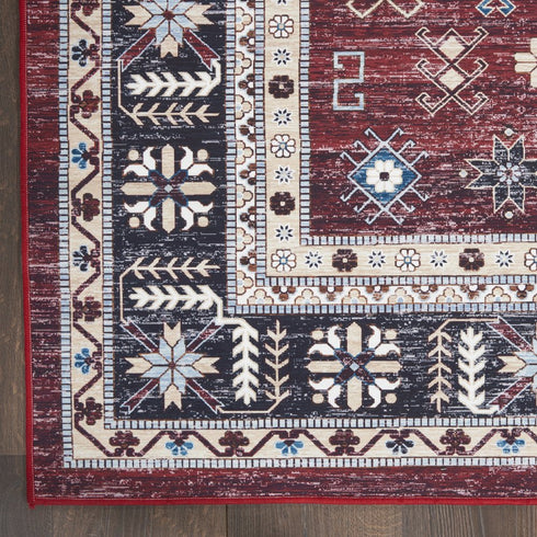 8' X 10' Beige Red And Gray Oriental Distressed Non Skid Area Rug