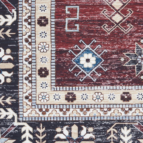 8' X 10' Beige Red And Gray Oriental Distressed Non Skid Area Rug