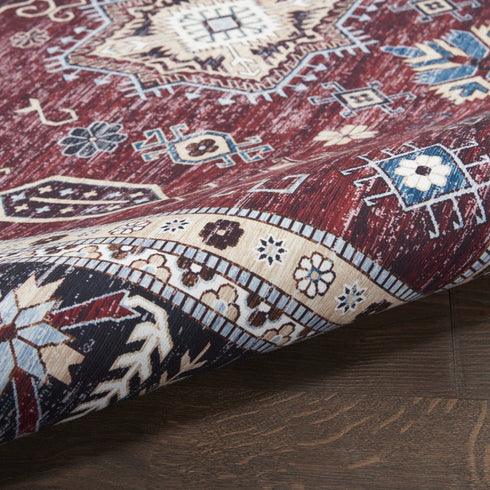 8' X 10' Beige Red And Gray Oriental Distressed Non Skid Area Rug