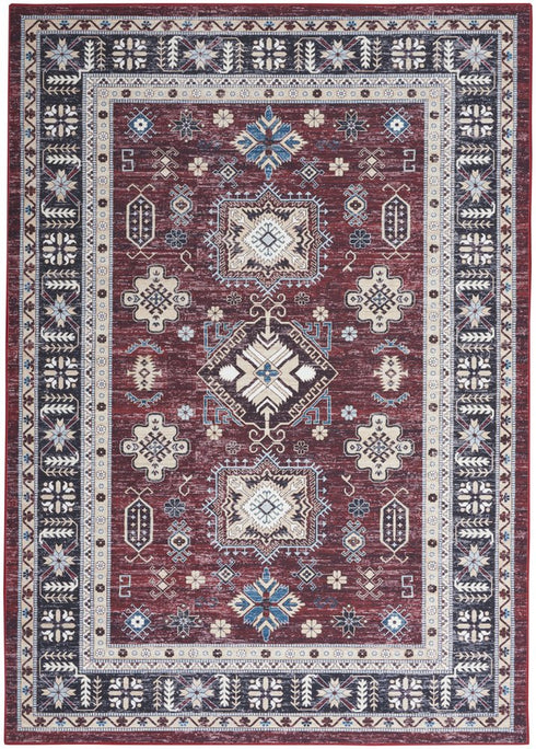 8' X 10' Beige Red And Gray Oriental Distressed Non Skid Area Rug