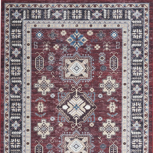 8' X 10' Beige Red And Gray Oriental Distressed Non Skid Area Rug