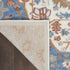 9' X 12' Ivory Tan and Blue Floral Medallion Non Skid Area Rug