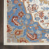 9' X 12' Ivory Tan and Blue Floral Medallion Non Skid Area Rug