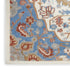9' X 12' Ivory Tan and Blue Floral Medallion Non Skid Area Rug