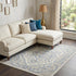 9' X 12' Ivory Blue and Gray Floral Non Skid Area Rug