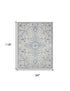 9' X 12' Ivory Blue and Gray Floral Non Skid Area Rug