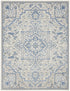 9' X 12' Ivory Blue and Gray Floral Non Skid Area Rug