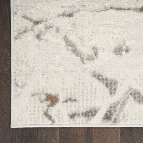 8' X 10' Ivory Black and Gray Abstract Non Skid Area Rug