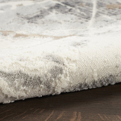 8' X 10' Ivory Black and Gray Abstract Non Skid Area Rug
