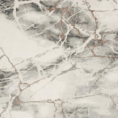 8' X 10' Ivory Black and Gray Abstract Non Skid Area Rug