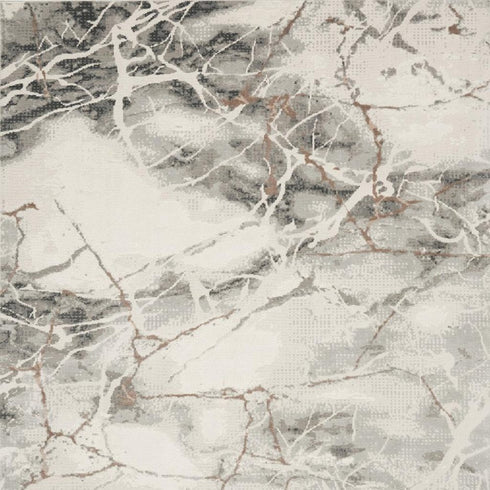 8' X 10' Ivory Black and Gray Abstract Non Skid Area Rug