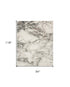 8' X 10' Ivory Black and Gray Abstract Non Skid Area Rug