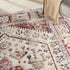 8' X 10' Ivory Red And Orange Floral Distressed Non Skid Area Rug