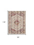 8' X 10' Ivory Red And Orange Floral Distressed Non Skid Area Rug