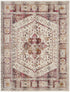 8' X 10' Ivory Red And Orange Floral Distressed Non Skid Area Rug