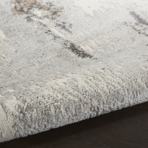 9' X 12' Ivory Black and Gray Abstract Non Skid Area Rug