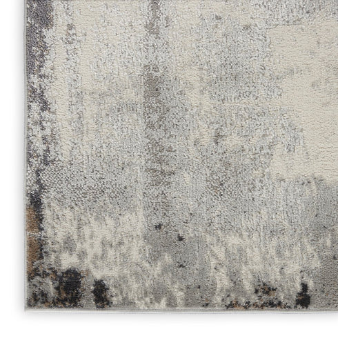 9' X 12' Ivory Black and Gray Abstract Non Skid Area Rug