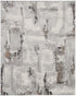 9' X 12' Ivory Black and Gray Abstract Non Skid Area Rug