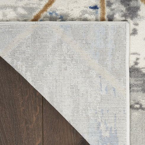 8' X 10' Ivory Blue and Gray Abstract Non Skid Area Rug