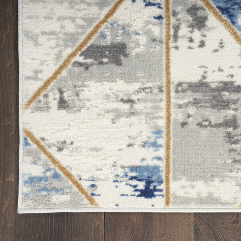 8' X 10' Ivory Blue and Gray Abstract Non Skid Area Rug