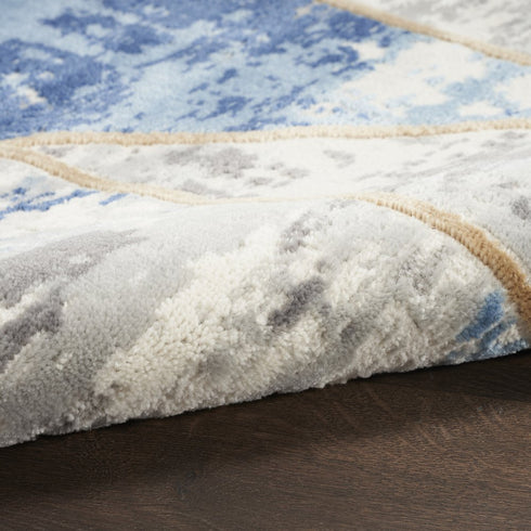 8' X 10' Ivory Blue and Gray Abstract Non Skid Area Rug