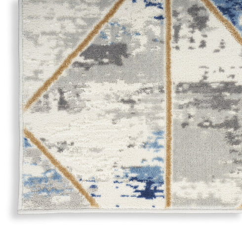 8' X 10' Ivory Blue and Gray Abstract Non Skid Area Rug