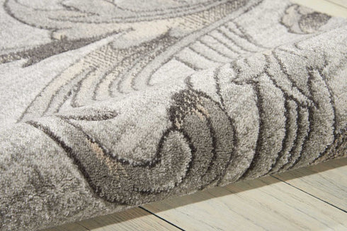8' Gray Damask Runner Rug