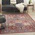 8' X 10' Ivory Red And Blue Oriental Distressed Non Skid Area Rug