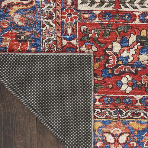 8' X 10' Ivory Red And Blue Oriental Distressed Non Skid Area Rug