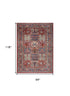 8' X 10' Ivory Red And Blue Oriental Distressed Non Skid Area Rug