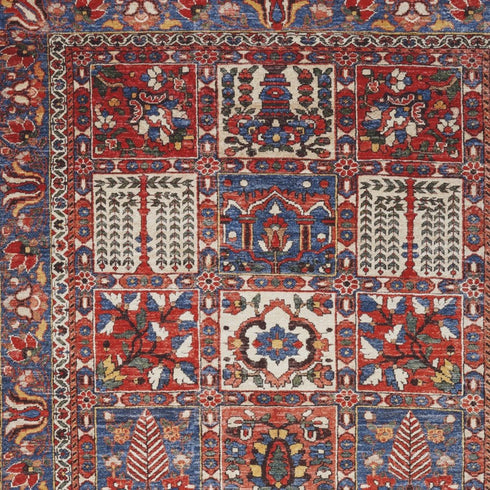 8' X 10' Ivory Red And Blue Oriental Distressed Non Skid Area Rug