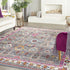 8' X 10' Ivory Pink And Gray Floral Distressed Non Skid Area Rug
