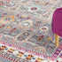 8' X 10' Ivory Pink And Gray Floral Distressed Non Skid Area Rug