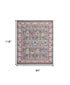 8' X 10' Ivory Pink And Gray Floral Distressed Non Skid Area Rug