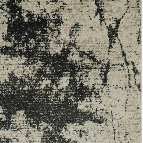 8' Ivory And Gray Abstract Non Skid Runner Rug
