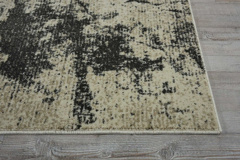 8' Ivory And Gray Abstract Non Skid Runner Rug
