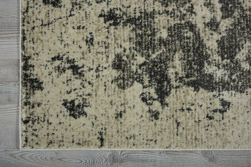 8' Ivory And Gray Abstract Non Skid Runner Rug