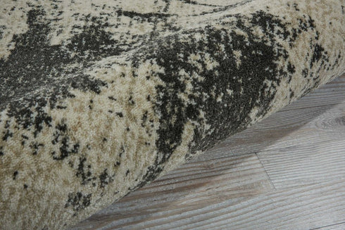 8' Ivory And Gray Abstract Non Skid Runner Rug
