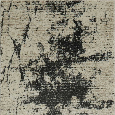 8' Ivory And Gray Abstract Non Skid Runner Rug