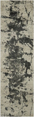 8' Ivory And Gray Abstract Non Skid Runner Rug