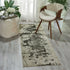 8' Ivory And Gray Abstract Non Skid Runner Rug