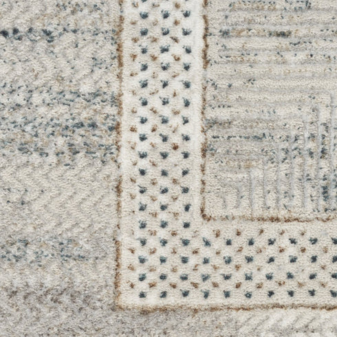 8' X 10' Ivory Blue and Gray Geometric Non Skid Area Rug