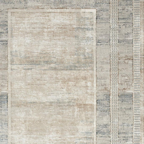 8' X 10' Ivory Blue and Gray Geometric Non Skid Area Rug