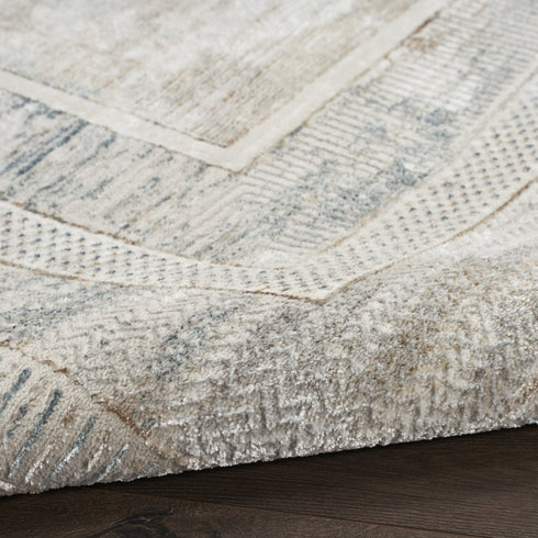 8' X 10' Ivory Blue and Gray Geometric Non Skid Area Rug